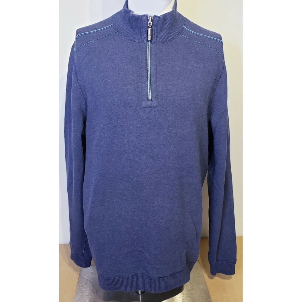 Tommy‎ Bahama Reversible 1/4 Zip Pullover Sweater Jacket Men Sz Large Blue/Green